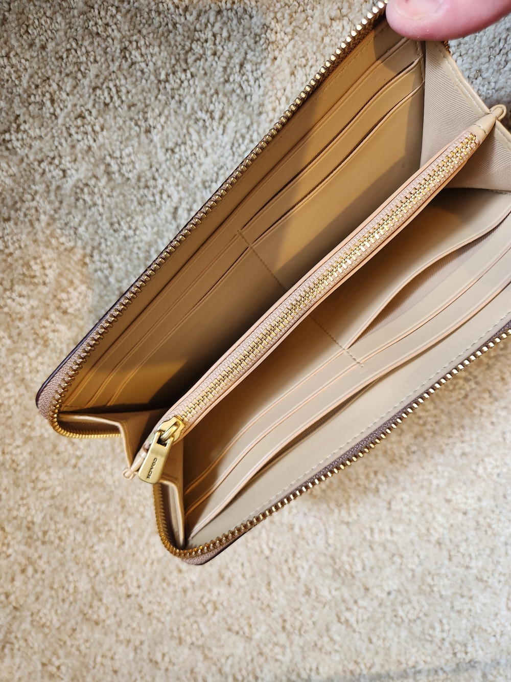 COACH Floral Signature Canvas Slim Wallet in Brown and Pink With Rose Design - Picture 5 of 5